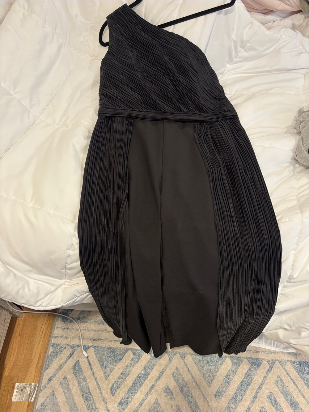 Kay Unger Black One-Shoulder Jumpsuit Gown